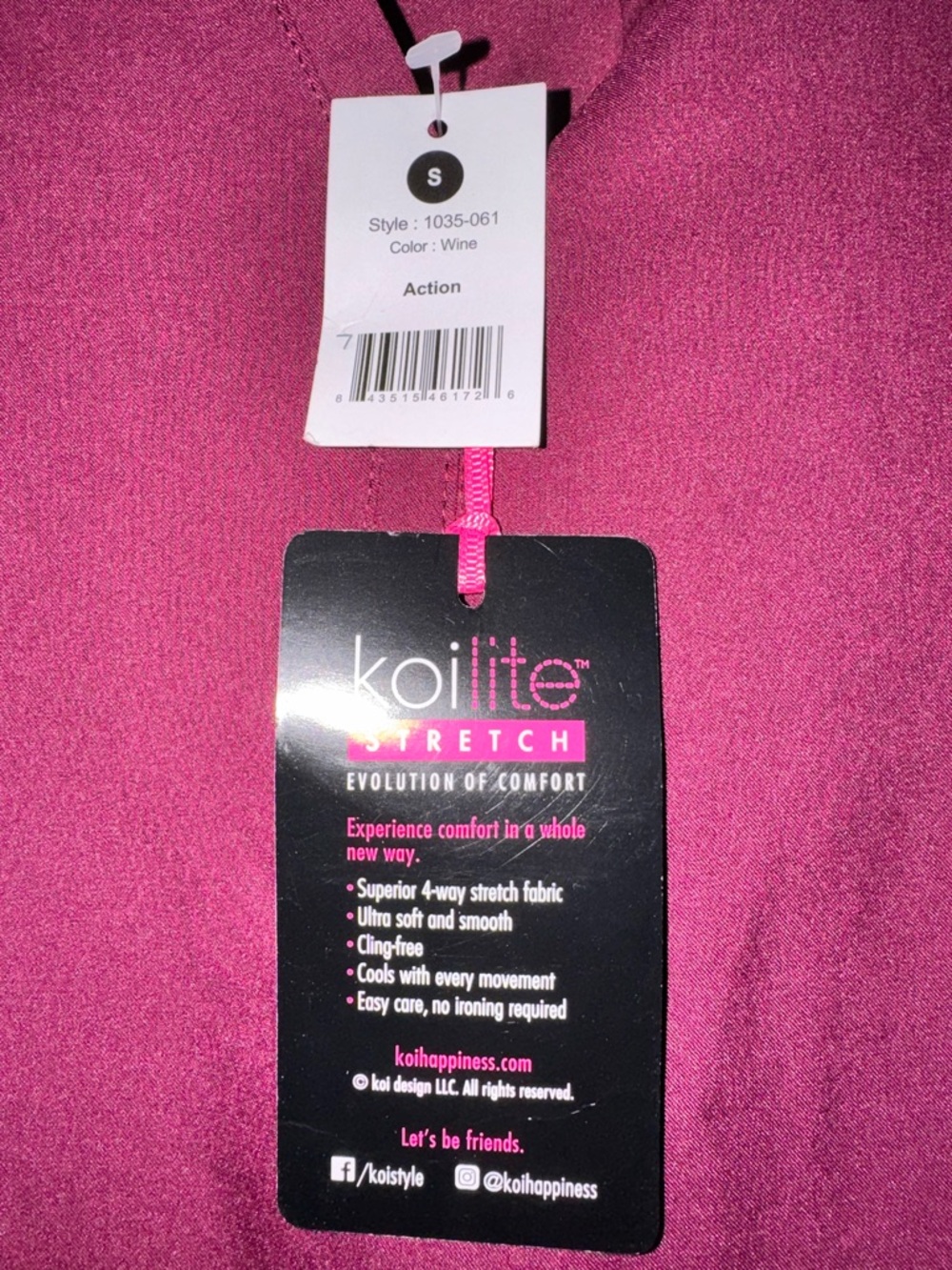 Koi Lite Women's Short Sleeve Scrub Top in Wine - Picture 6 of 11